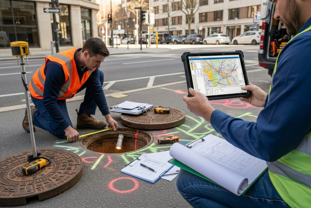 Bestandserfassung und digitale Dokumentation von Entwässerungsanlagen durch die squareplan Ingenieurbüro GmbH in München